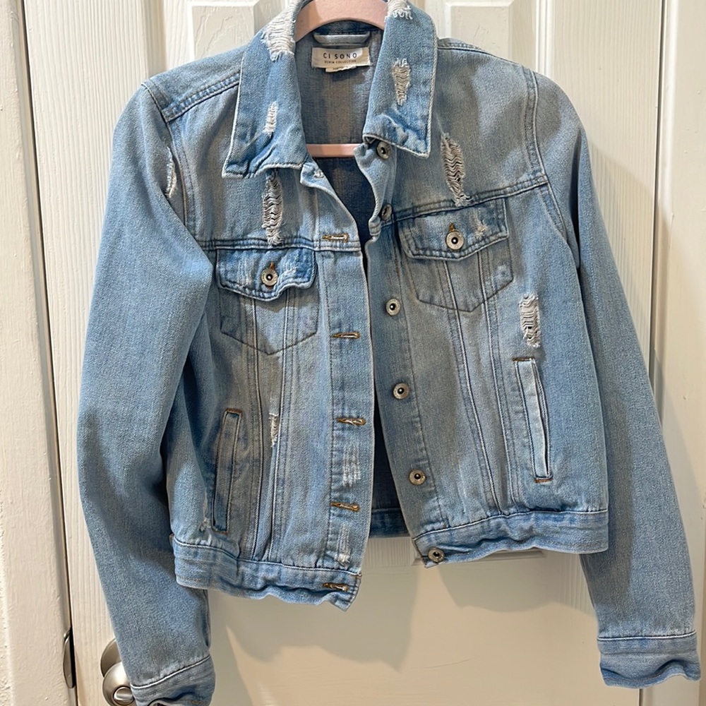 Distressed denim jacket